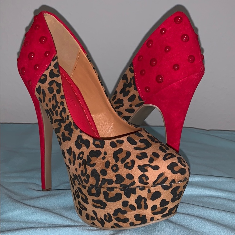 Leopard Red Platform Heels